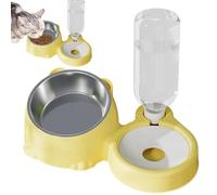 Cat Water and Food Bowl,Food Feeding Tilted Dishes for Puppies | Cat Stainless Steel Food Bowl and Automatic Water Large Capacity Dispenser for Pets Dogs, Puppies, Kittens