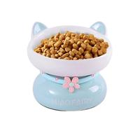 Cat Water Bowl - Ceramic Cat Bowl | Backflow Prevention 15 Degree Tilt | Nice, Slanted Mouth Raised Cat Bowls Stable for Food and Water | Raised Cat Bowl for Living with Life