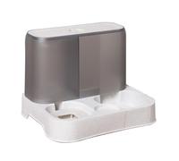Cat Water Bowl Double Pets Food Water Feeder Premium Removable Easy Clean Moderate Capacity Plastic Design for Cats Kittens Home Decor (White)