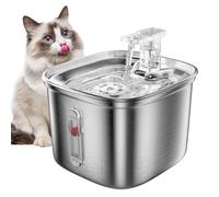 Cat Water Fountain, 2.2L Automatic Cat Fountains for Drinking with Waterfall Effluent, Super Silent Pet Drinking Dispenser with Float Water Level for Cats, Dogs, Multiple Pets (Stainless Steel, 2.2L)