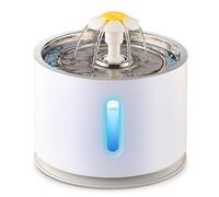 Cat Water Fountain, 2.4 L Pets Automatic Water Dispensers with Replacement Filter, Pet Flower Style Fountain with LED Light Water Level Window, Water Feeder for Cats, Dogs, Small Animals