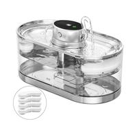 Cat Water Fountain Cordless, 108oz/3.2L Cengcen Wireless Pet Water Fountains Battery Operated 5000mAh, Chew-Proof Charging Cable with Adapter, Stainless Steel Transparent, Premium Edition