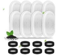 Cat Water Fountain Filter 16 pc for Stainless Steel 108oz/3.2L& 67oz/2L Automatic Pet Water Dispenser Fountian Replacement Filter,Carbon Filter Plus Sponge Foam Filter (White, 8 Filters & 8 Sponges)