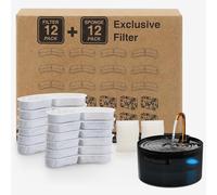 Cat Water Fountain Filter, 24 Pack Cat Fountain Filters, Cat Fountain Replacement Filters for DOOOB 2.1L Pet Water Fountain, (12 Filters & 12 Sponges)