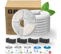 Cat Water Fountain Filter Replacement, 8 Round Carbon Filters and 4 Upgraded Pre-Filter Sponges for Wonder Creature 81oz/2.4L Round Stainless Steel Top Cat Fountain