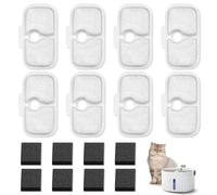 Cat Water Fountain Filters, 8 PCS Replacement Filters and 8PCS Foam Filter, Cat Mate Filters Compatible with PETLIBRO cat water fountain PLWF005/115/105 Triple Filtration System
