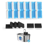 Cat Water Fountain Filters, Replacement Filters & Pre-Filter Sponges for 108oz/3.2L Pet Water Fountain - 6 Pack