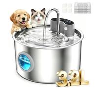 Cat Water Fountain for Drinking 3.2L, Wireless Cat Fountain Stainless Steel | Cat Water Bowl with 4 Filters, Battery Operated Pet Water Dispenser Motion Sensor, 20dB Ultra-Quiet, 45 Day Cordless