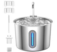 Cat Water Fountain for Drinking, 74oz/2.2L Stainless Steel Cat Water Fountain Dishwasher, Cats Fountain Flower Style, Silent Automatic Wired Pet Water Fountain with Quiet Pump, Visible Window,2 Filter