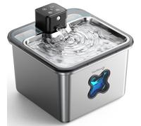 Cat Water Fountain for Drinking Stainless Steel, FEELNEEDY 3.2L/108oz Wireless Fountain, Battery Operated Automatic Pet Water Fountain, Motion Sensor, Visible Filtration, Durable for Cats & Dogs