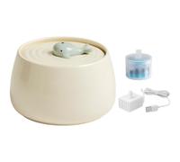 Cat Water Fountain, Milky White Whale Ceramic Pet Drinking Dispenser, 44 fl oz / 1.3 L, Automatic Filtered Cycle Quiet Pump, USB Powered, Wide Mouth Water Bowl for Cats and Small Dogs