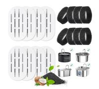 Cat Water Fountain Replacement Filters - 16 Pack (8 Filters & 8 Sponges) for 67oz/2L & 108oz/3.2L Stainless Steel Pet Fountain