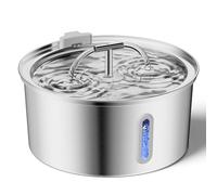 Cat Water Fountain, Stainless Steel, 3.2L/108 Oz, Pet Water Fountain, Automatic Metal Dog Water Dispenser with Silent Pump, Dual Flow, Cat Filtration
