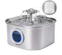Cat Water Fountain Stainless Steel, 3.2L/108oz Pet Water Fountain for Cats Indoor, Automatic Metal Cat Water Dispenser Bowl for Drinking, Dogs, Multiple Pets,5 Replacement Filters & 5 Sponge