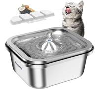 Cat Water Fountain Stainless Steel: 4L/140oz Pet Fountain Water Bowl Indoor, Automatic Dog Drinking Dispenser, Cat Feeding Watering Supplies, Metal Kitty Waterer Fountain, 1 Replacement Filters