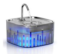 Cat Water Fountain with Stainless Steel Lid, 75oz/2.2L Automatic Cat Water Dispenser with Built-in Led Pump, Ultra Quiet Square Wave Pet Water Fountain for Cat Indoor, Small Dog