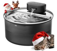Cat Water Fountain with Stainless Steel Tray: 108oz/3.2L oneisall Wireless Pet Fountain for Cats Indoor, Battery Operated Automatic Water Dispenser for Drinking, Ultra Quiet SilentFlow™, Motion Sensor