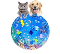 Cat Water Mat - 2-Layer Non-Slip Sensory Playmat with Floating Fish, 25.59 Inch for Summer, Kitten & Kitchen Use