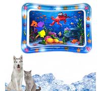 Cat Water Mat for Cats, Water Sensory Mat Cat, Inflatable Pet Water Sensory Mat for Cats and Dogs, Ocean Theme Thickened Cooling Cat Water Play Mat, Tummy Time Mat for Indoor Pets (A)