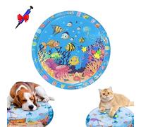 Cat Water Mat with Fish, Water Mat for Cats, Cat Waters Sensory Play Mats, Thickened Pet Waters Bed for Dogs and Cats, with Inflator (Round*E,65 * 65cm)