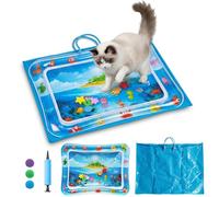 Cat Water Mat with Protective Bag, Scratch Resistant Thickened PVC Water Play Mat, Summer Cooling Interactive Water Filled Mat, Portable Foldable Paw Proof Cat Toy Mat for Indoor Outdoor (A)