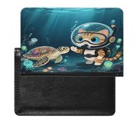 Cat Water Passport Holder Unique PU Ultra-thin Passport Protective Case Compact Easy to Carry Passports Cover for Women And Men Passports Case