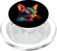 Cat Watercolor Colorful Abyssinian Cat Cats PopSockets PopGrip for MagSafe