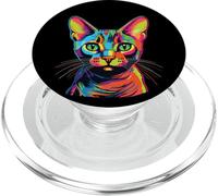 Cat Watercolor Colorful Abyssinian Cat Cats PopSockets PopGrip for MagSafe