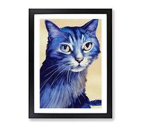 Cat Watercolour No.3 Framed Print for Living Room Bedroom Home Office Décor, Wall Art Picture Ready to Hang, Black A4 Frame (34 x 25 cm)