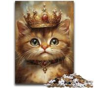 Cat Wearing A Crown Puzzles for Adults 1000 Pieces,Challenging To Complete But Fun And Humorous Educational Game for Birthday (38x26cm)