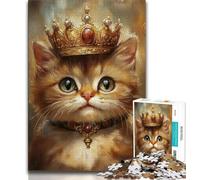 Cat Wearing A Crown Puzzles for Teenagers Teens 1000pc Puzzle,Game Toys Every Piece Is Unique - Challenging Family Fun Game (38x26cm)