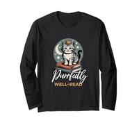 Cat Wearing Crown on Books, Joke for Smart Book Lovers Long Sleeve T-Shirt