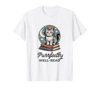 Cat Wearing Crown on Books, Joke for Smart Book Lovers T-Shirt