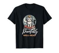 Cat Wearing Crown on Books, Joke for Smart Book Lovers T-Shirt