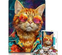 Cat Wearing Glasses 1000 Piece Jigsaw Puzzles,Challenging Game And Family Play for Is Ideal As A Gift for The Whole Family (38x26cm)