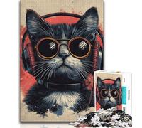 Cat Wearing Headphones 1000 Pieces Jigsaw Puzzles for Adults And Teens,Help The Brain Exercise Addictive Toys to Cultivate Patience Great Gift 50x75cm