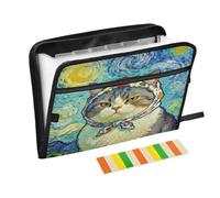 Cat Wearing Headscarf Expanding File Folder A4,13 Pockets File Organiser, Paperwork A4 Plastic Wallet Document Storage Expander for School,Office and Home