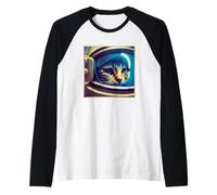 Cat Wearing Spacesuit Space Astronaut Galaxy Spaceship Raglan Baseball Tee