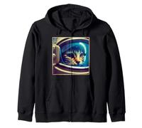 Cat Wearing Spacesuit Space Astronaut Galaxy Spaceship Zip Hoodie