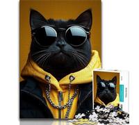 Cat Wearing Sunglasses 1000 Pieces Jigsaw Puzzles For Teens And Adults,Help The Brain Exercise Addictive Toys to Cultivate Patience Suitable for Couples 38x26cm