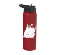 Cat Wearing Sunglasses Playing Flute Stainless Steel Insulated Water Bottle