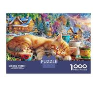 Cat Wedding Ride 1000pc Cat Tea Time Sturdy Cardboard Puzzle for Adults (14+) Family Game Night Stress Relief Christmas Gathering Home Decor 52x38cm/1000pcs