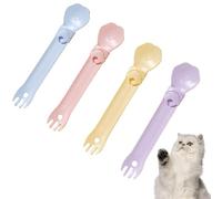Cat Wet Food Spoon,4X Happy Spoon Stick Feeder with Comb - Cat Feeding Spoon, Squeezable Wet Treat Cat Feeder, Cat Strip Squeeze Spoon for Liquid Snack