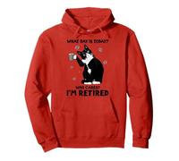 Cat What Day Is Today Who Care I'm Retired Coffee Funny Pullover Hoodie