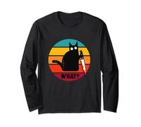 Cat What? Funny Black Cat Knife Murderous Black Cat Long Sleeve T-Shirt