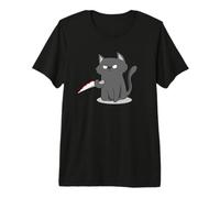 Cat What Funny Black Cat Murderous Cat with Knife I Cat Premium T-Shirt