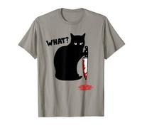 Cat What? Funny Black Cat Shirt, Murderous Cat With Knife T-Shirt