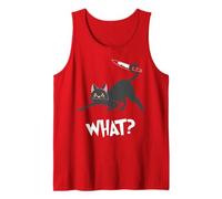 Cat What? Funny Saying Black Cat Murderous Cat with Knife Tank Top