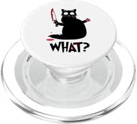 cat what knife funny black cat, murderous cat with knife PopSockets PopGrip for MagSafe