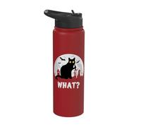 Cat What? Murderous Black Cat in Graveyard with Knife Stainless Steel Insulated Water Bottle